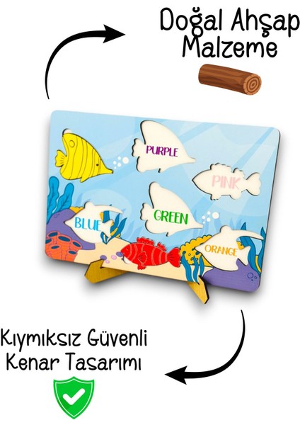 Ingilizce Renkler,renkleri Öğreniyorum,renkli Balıklar,ahşap Eğitici Oyuncak,eğitici Oyuncak