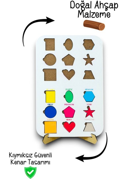 Şekilleri Öğreniyorum,geometrik Şekiller,ahşap Şekiller,ahşap Oyuncak,eğitici Oyuncak