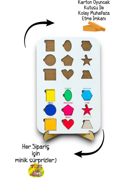 Şekilleri Öğreniyorum,geometrik Şekiller,ahşap Şekiller,ahşap Oyuncak,eğitici Oyuncak