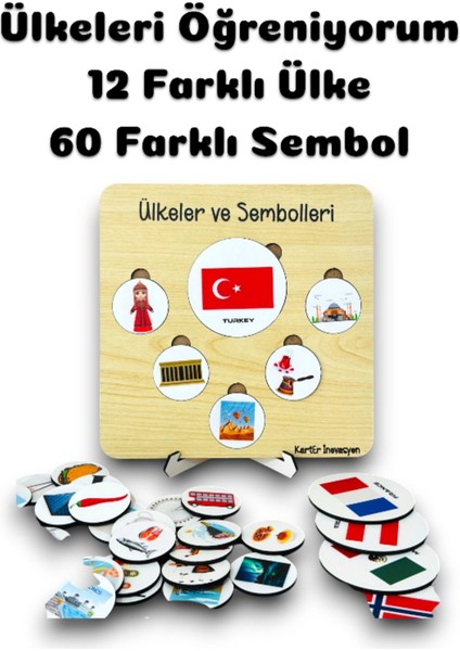 Ülkeleri Öğreniyorum, Ülkeler ve Sembolleri, Ahşap Eğitici Oyuncak