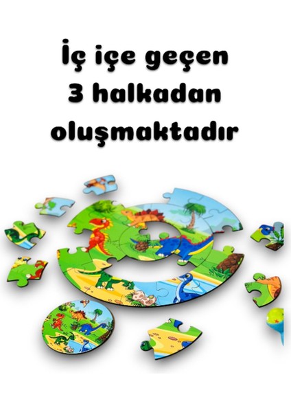 Dinazor Puzzle, Ahşap Dinazor Puzzle, Mega Boy Puzzle, Okul Öncesi Puzzle