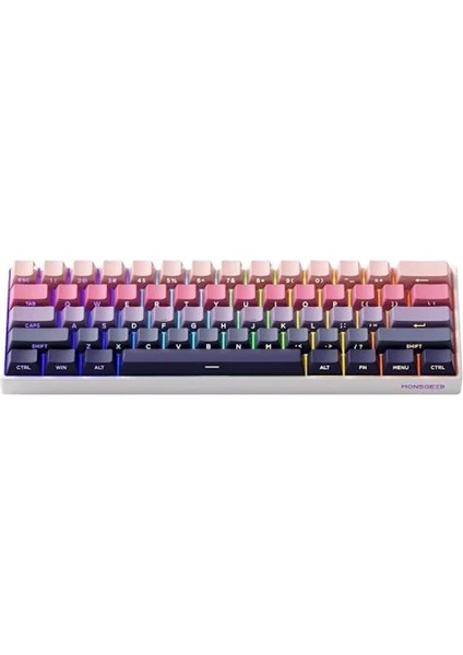 MONSGEEK FUN60 Max Shine-Through Phantom Pink Hall Effect Manyetik Switch ARGB Kablosuz Hotswap Mekanik Gaming Klavye