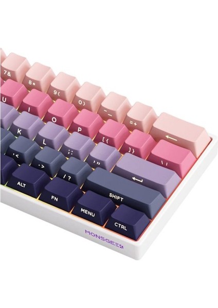 MONSGEEK FUN60 Max Shine-Through Phantom Pink Hall Effect Manyetik Switch ARGB Kablosuz Hotswap Mekanik Gaming Klavye