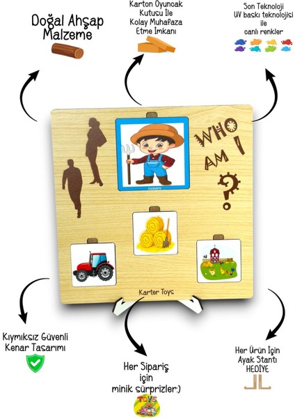 Meslekleri Ögreniyorum, Ingilizce Meslek Kartlari, Montessori Egitici Oyuncak, Meslek Kartlari,