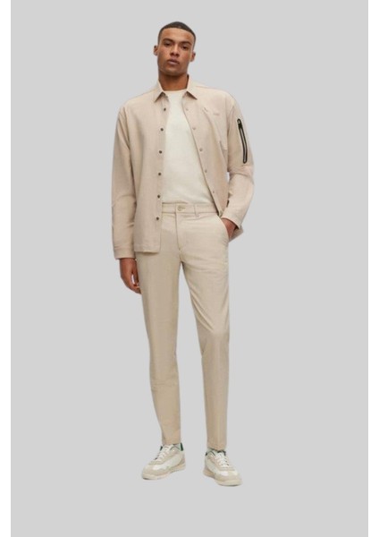 Kolay Ütülenen Streç Slim Fit Chino Erkek Pantolon Bej