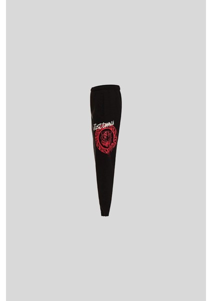 Lastikli Bel Slim Fit Erkek Eşofman Altı Siyah