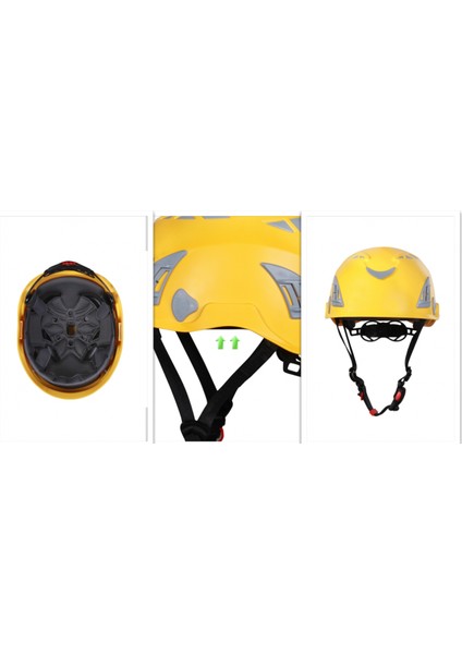Dağcı Tırmanma Bareti Sarı Renk Baş Koruyucu Kask Ce EN12492 Sertifikalı 51-62 cm Ayarlanabilir