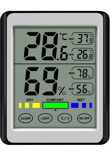 Dokunmatik Ekran Dijital Ekran Yüksek Hassasiyetli Ev Iç Mekan Aydınlık Sıcaklık ve Nem Cihazı (Yurt Dışından)