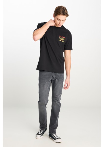 %100 Pamuk Relaxed Fit Geniş Kesim Bisiklet Yaka Siyah Tişört modelleri