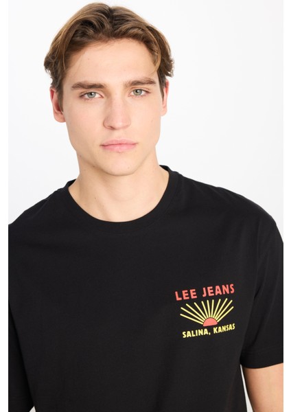 %100 Pamuk Relaxed Fit Geniş Kesim Bisiklet Yaka Siyah Tişört fırsatları