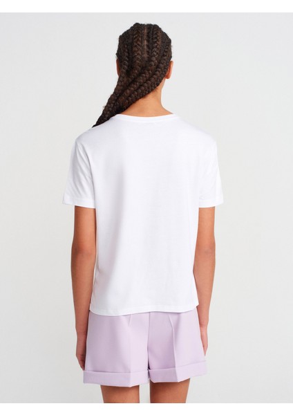 31791 Bisiklet Yaka T-Shirt-Beyaz fiyatları