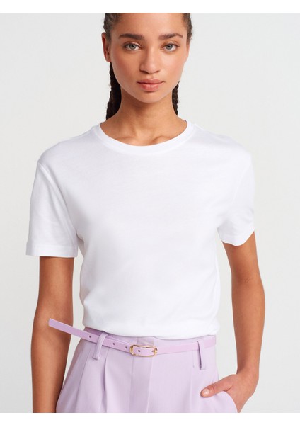 31791 Bisiklet Yaka T-Shirt-Beyaz modelleri