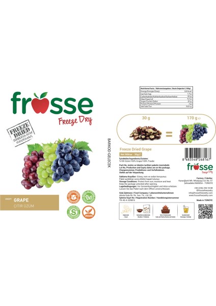 Üzüm Kıtırı - Freeze Dried - Üretici Firmadan Dondurularak Kurutulmuş Üzüm Cipsi 30 gr