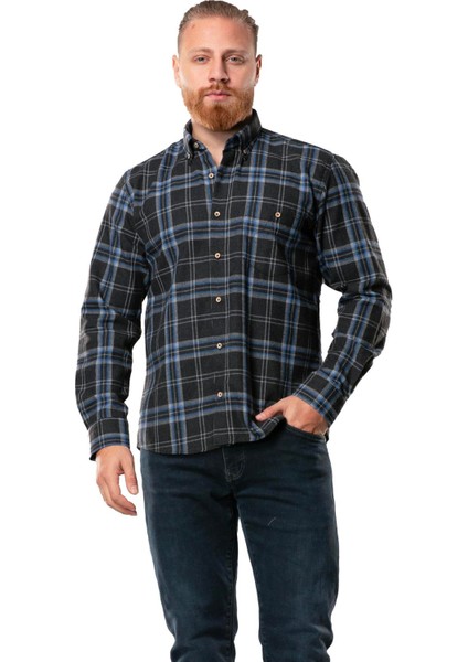 Uzun Kol Oduncu Erkek Pazen Sonbahar ve Kışlık Gömlek Kahve 4039