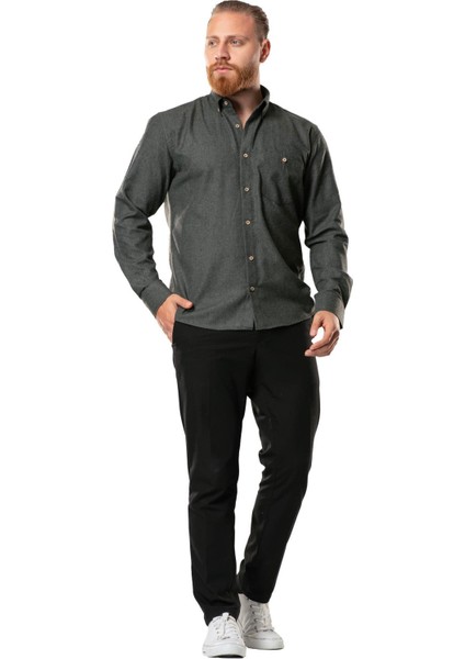 Uzun Kol Oduncu Erkek Pazen Sonbahar ve Kışlık Gömlek Kahve 4039