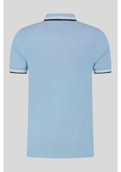 Slim Fit Paul Curved Polo Yaka T-Shirt Mavi