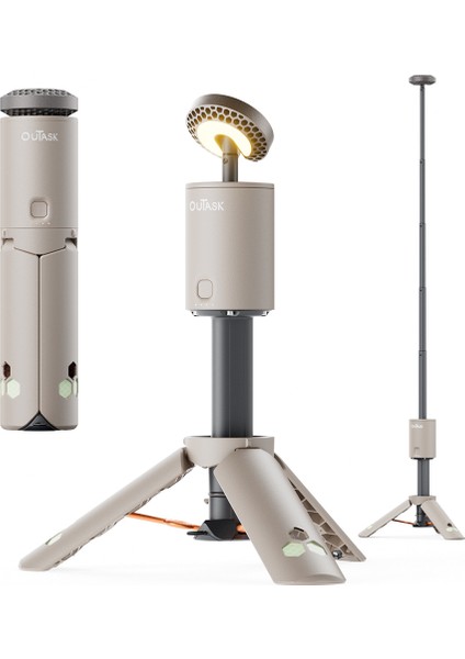 Teleskopik Şarjlı Kamp Feneri, Bataryalı, Powerbank Özellikli, LED Aydınlatma, Kamp Lambası