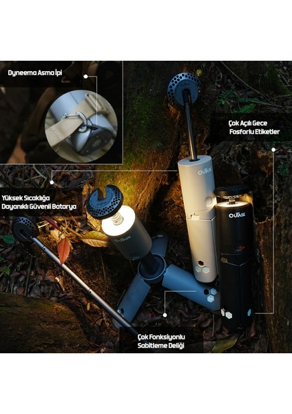 Teleskopik Şarjlı Kamp Feneri, Bataryalı, Powerbank Özellikli, LED Aydınlatma, Kamp Lambası modelleri