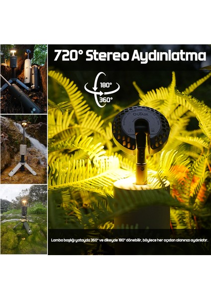 Teleskopik Şarjlı Kamp Feneri, Bataryalı, Powerbank Özellikli, LED Aydınlatma, Kamp Lambası fırsatları