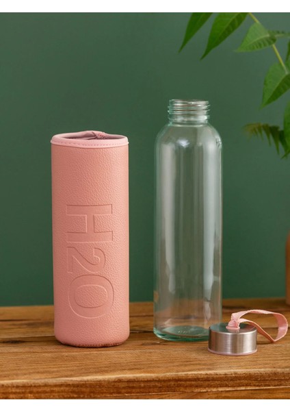 Deri Kılıflı Borosilikat Matara 500 ml 2 Renk 2 Li Set