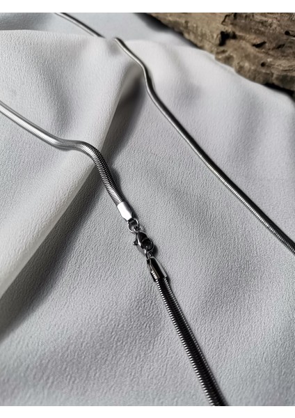 Erkek Gümüş Renk Snake Chain 316 L Çelik Zincir Kolye modelleri