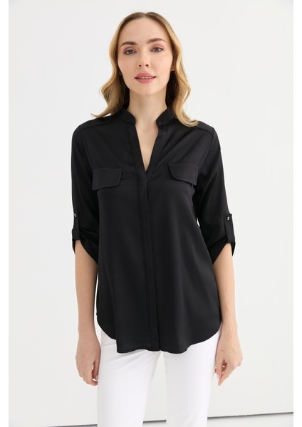 Hakim Yaka Kapak Cep Bluz fiyatları