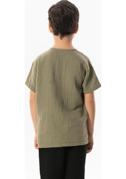 Kısa Kol Batı Cep Detaylı Yazlık Müslin Erkek Çocuk Tshirt Buz Mavi Bmv fiyatları