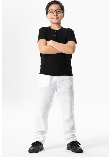 Kısa Kol Batı Cep Detaylı Yazlık Müslin Erkek Çocuk Tshirt Buz Mavi Bmv indirimleri