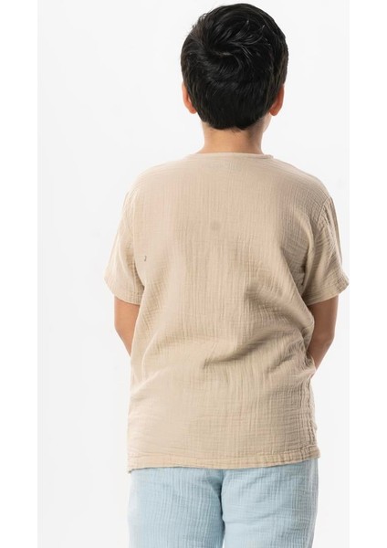 Kısa Kol Batı Cep Detaylı Yazlık Müslin Erkek Çocuk Tshirt Buz Mavi Bmv fiyatları