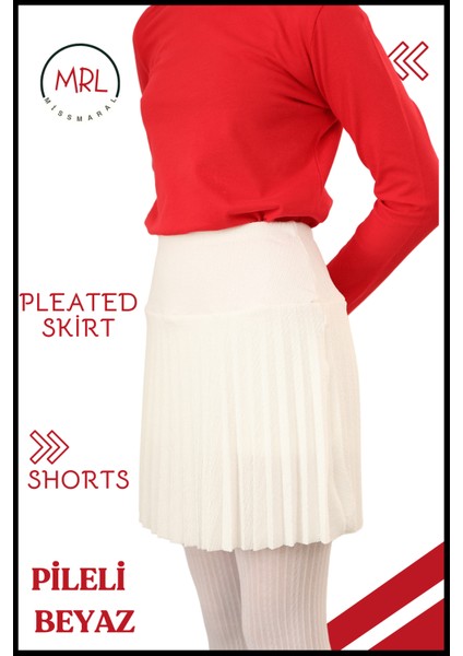 Kız Çocuk Pileli Etek Beyaz Yüksek Bel Içi Şortlu Likra Kumaş Okul-Oyun-Spor-Etkinlik Eteği 4103 fırsatları