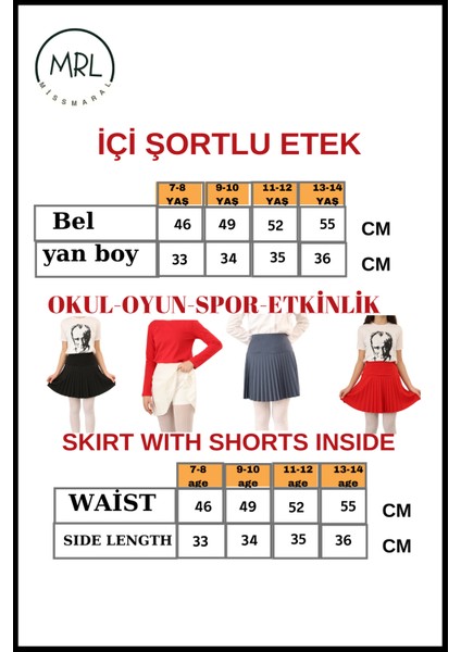 Kız Çocuk Pileli Etek Bordo Yüksek Bel Içi Şortlu Likra Kumaş Okul-Oyun-Spor-Etkinlik Eteği 4103