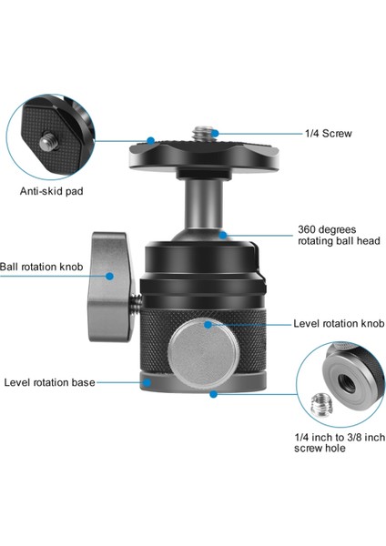 Puluz 360 Panorama Alüminyum Alaşımlı Tripod Top Başlı Adaptör Düğmeli Kilitli 1/4 Inç Tutucu Montajı Dslr Kameralar Aksesuarları Için (Yurt Dışından)