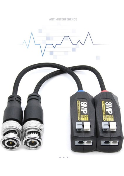 5 Çift 4K Pasif Cctv 8mp Video Balun Hd-Cvı/tvı/ahd Iletimi Utp Balun ile Gözetim Kameraları Için (Yurt Dışından)