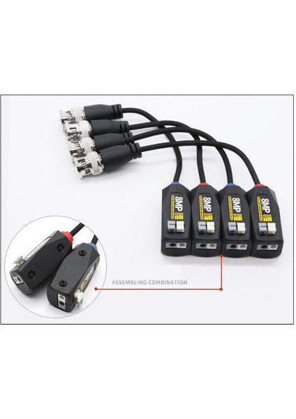 5 Çift 4K Pasif Cctv 8mp Video Balun Hd-Cvı/tvı/ahd Iletimi Utp Balun ile Gözetim Kameraları Için (Yurt Dışından)