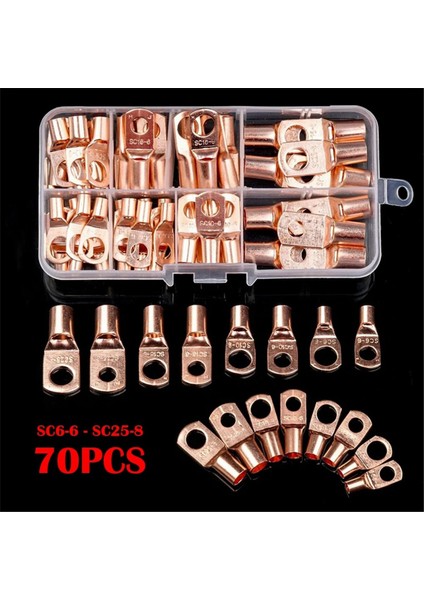 70 Adet Tel Pabucu Bağlantı Halkası Sc6-25 Bakır Bağlantı Elemanları Kablo Elektrik Sıkma Terminali Bağlantı Kiti (Yurt Dışından) fırsatları