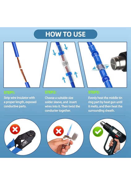 50 Adet Lehim Conta Tel Konnektörleri, Su Geçirmez ve Yalıtımlı Isıyla Daralan Lehim Konnektörleri, Uçtan Uca Ekleme (Yurt Dışından) modelleri