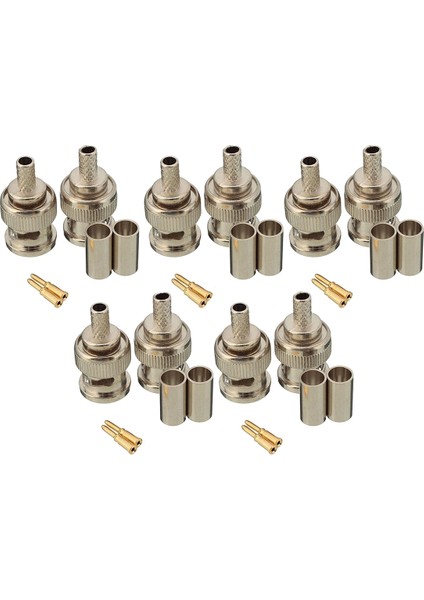 10 Takım 3 Parçalı Bnc Erkek RG58 Fiş Kıvrımlı Konnektörler (Yurt Dışından)