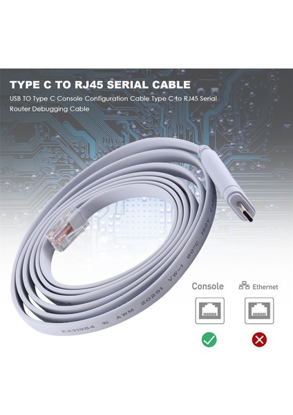 USB To Tip C Konsol Yapılandırma Kablosu Tip C - RJ45 Seri Yönlendirici Hata Ayıklama Kablosu (Yurt Dışından)