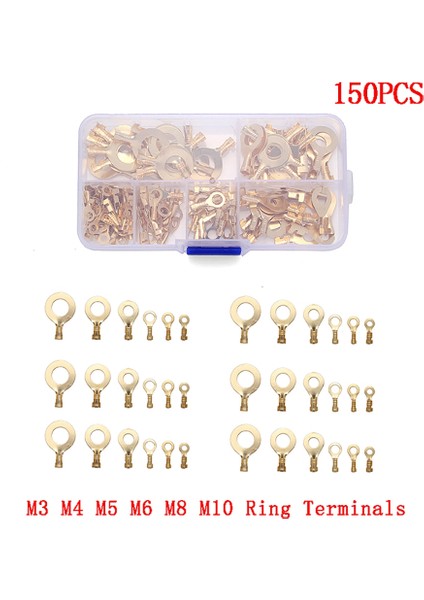 150 Adet M3/M4/M5/M6/M8/M10 Halka Pabuçlar Halka Gözler Bakır Sıkma Terminalleri Kablo Dıy Çeşitliliği Kiti (Yurt Dışından) indirimleri