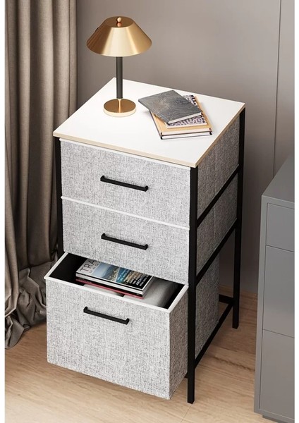 Çok Amaçlı Dolap 3 Çekmeceli Orta Boy Komodin Sehpa Gri 1600 fiyatları