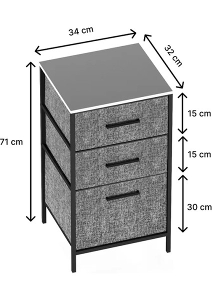 Çok Amaçlı Dolap 3 Çekmeceli Orta Boy Komodin Sehpa Gri 1600 fırsatları