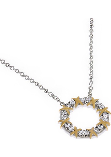 Kadın Halka Model Gold Detay Çelik Kolye