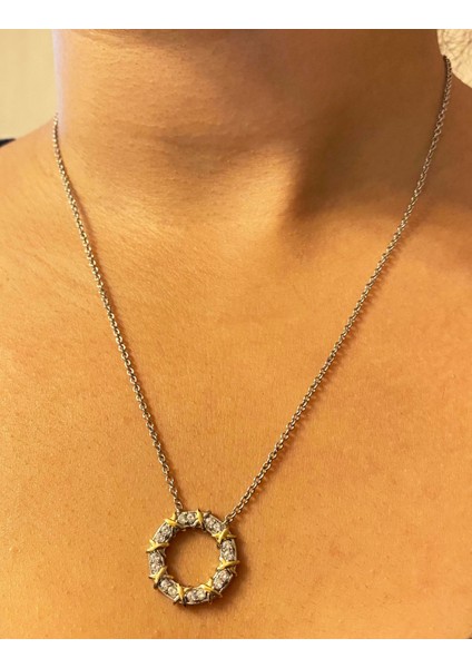 Kadın Halka Model Gold Detay Çelik Kolye fiyatları