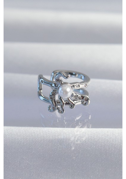 XDN02 Özel Seri Pirinç Renk Incili Ahtapot Earcuff Küpe