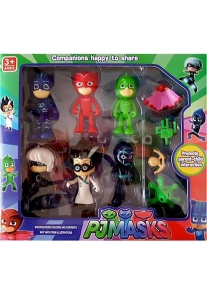 Pjmasks Pijamaskeliler Pj Kedi Çocuk Baykuş Kız Kertenkele Çocuk Gece Ninjası 10 Parça Figür Seti