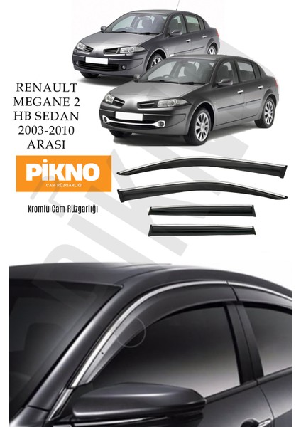 Renault Megane 2 2005-2010 Arası Kromlu Cam Rüzgarlığı 4'lü A+ Plus
