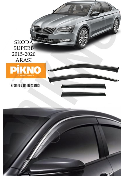 Skoda Süper B 2015-2020 Arası Kromlu Cam Rüzgarlığı 4'lü A+ Plus