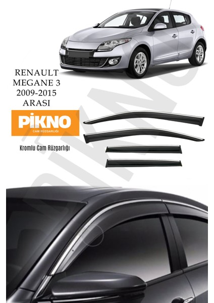 Renault Megane 3 2011-2015 Arası Kromlu Cam Rüzgarlığı 4'lü A+ Plus