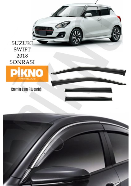 Suzuki Swift 2018 ve Sonrası Kromlu Cam Rüzgarlığı 4'lü A+ Plus
