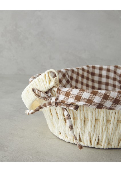 Rovella Kağıt Ekmek Sepeti 29 x 22 x 9,5 cm Krem